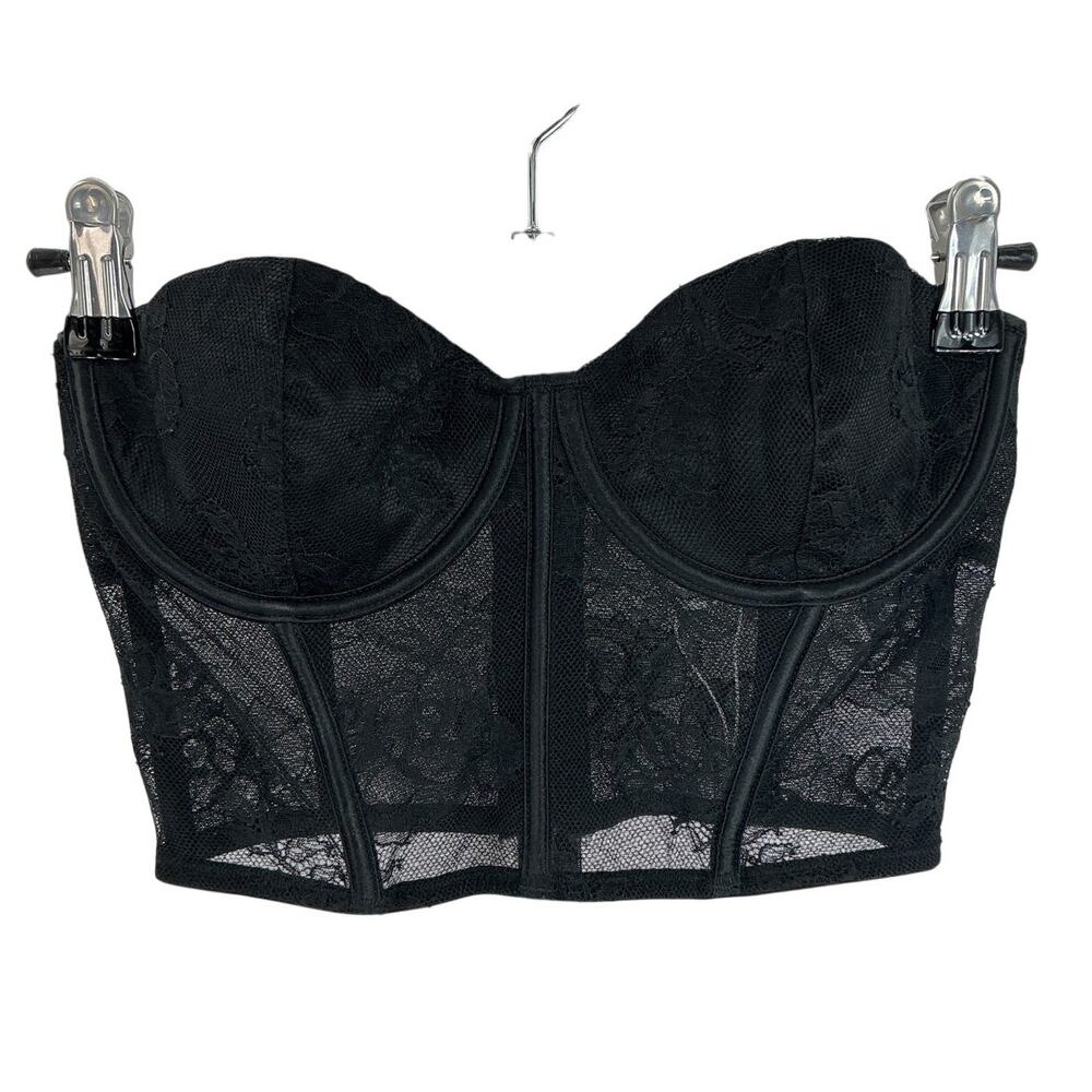 Fleur Du Mal Lace Black Bouquet Bustier Size 32 D - Picture 2 of 4